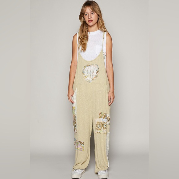 131B. Ribbed Patched Vintage Wash Jumpsuit - Green - Picture 5 of 8